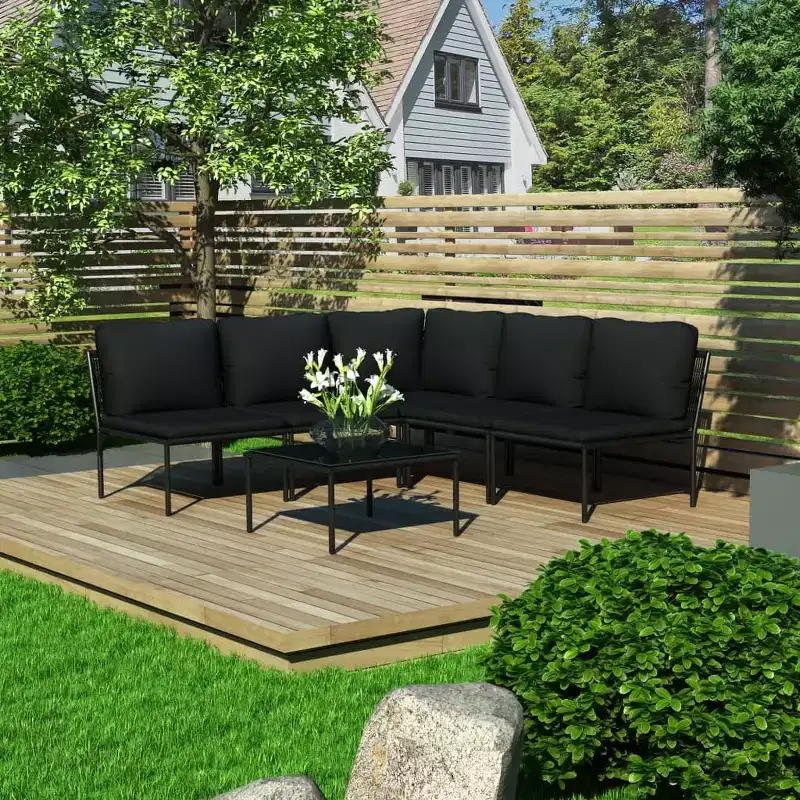 vidaXL Patio Lounge Set Patio Furniture Set Table and Chair Set Black PVC
