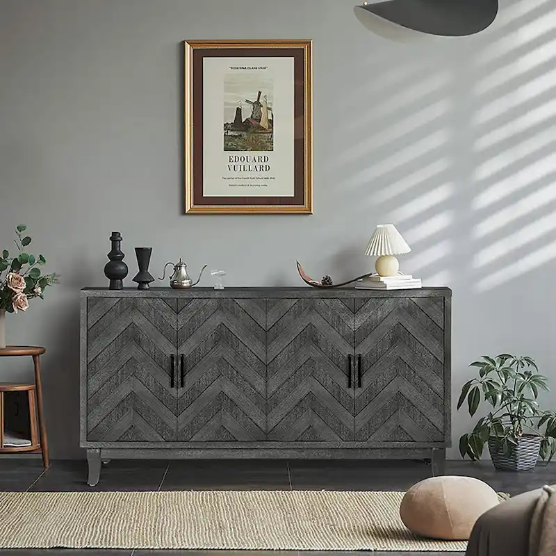 4 Door Wooden Cabinets for Living Room Dining Room Bedroom