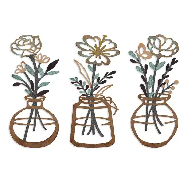 Rustic Metal Flower Wall Art - Farmhouse Wall Decor for Bedroom, Living Room and More