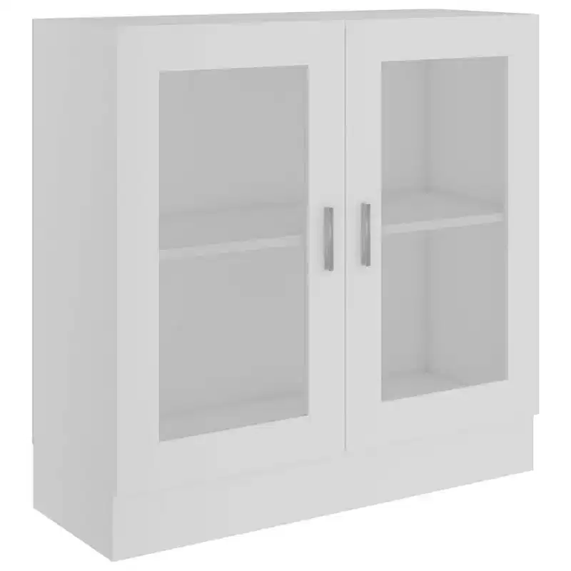 Vitrine Display Cabinet White Engineered Wood – Glass Doors