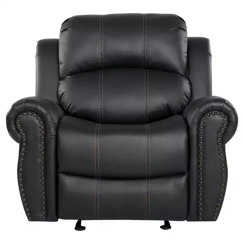 Charlie Faux Leather Glider Recliner Club Chair - : Upholstered, Spot Clean, Wood Frame