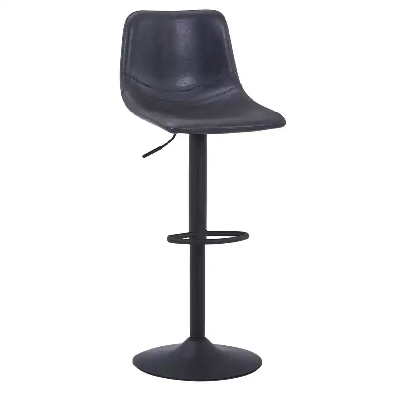 Adjustable Height Bar Stool | Vegan Leather, Footrest, Kitchen Island