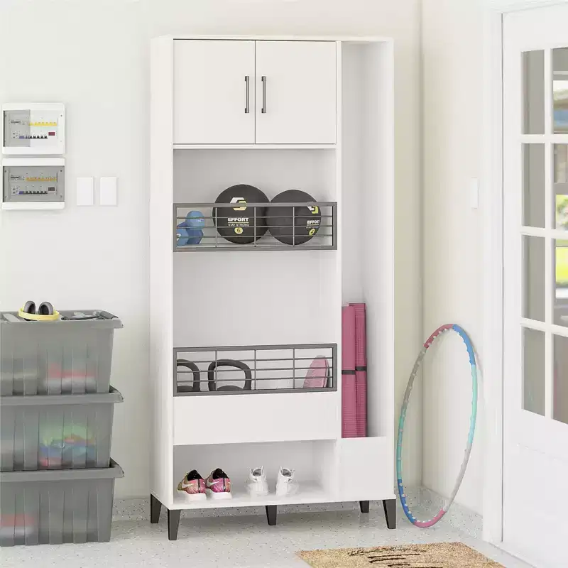 Wood Sports Storage Cabinet for Garage & Home Organization
