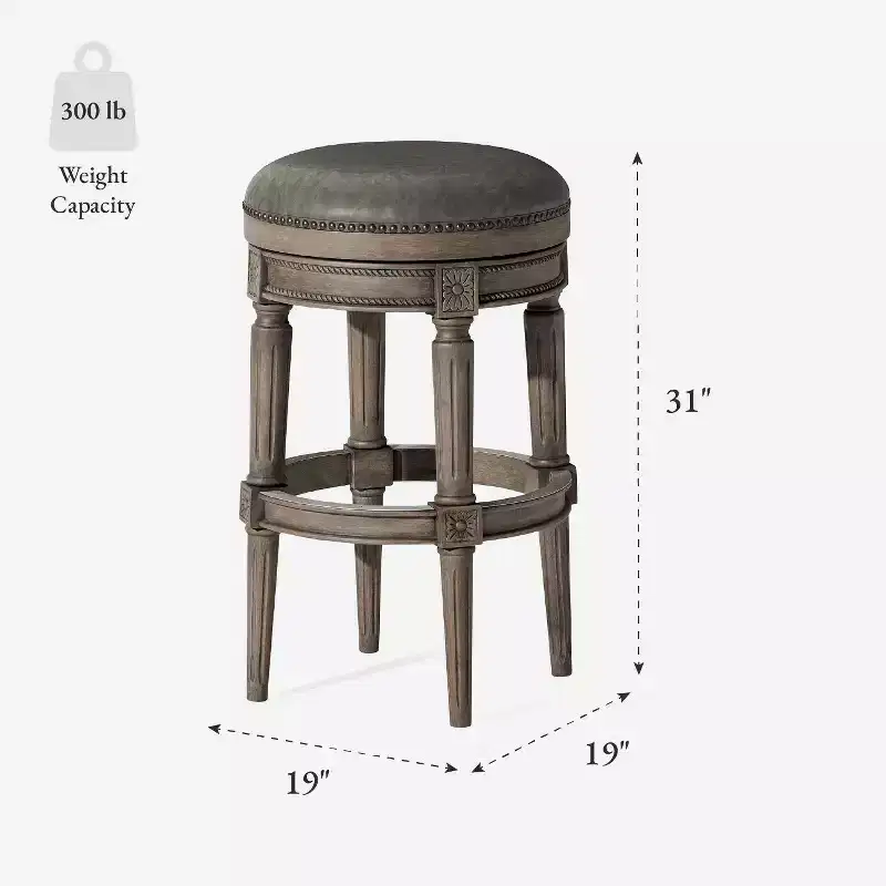 Maven Lane 31 Pullman Backless Swivel Bar Stools with Faux Leather