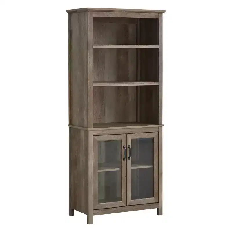 HOMCOM 71 Bookcase Storage Hutch Cabinet with Adjustable Shelves and Glass Doors for Home Office, Kitchen, Living Room