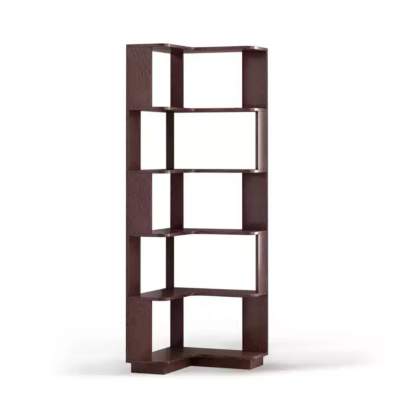 Homy Casa 6-Tier Engineered Wood Corner Bookshelf with Space-Saving Corner Design for Living Room, Bedroom & Office