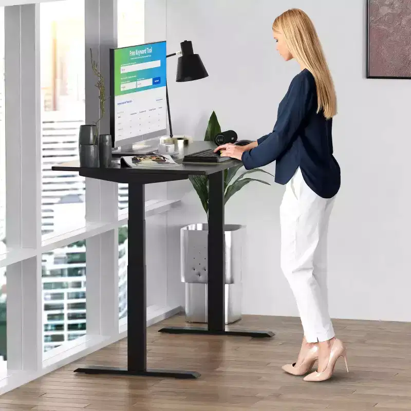60"x30" Electric Standing Desk with Adjustability ( 27.2"-45.3") Black Bamboo Black - Uncaged Ergonomics