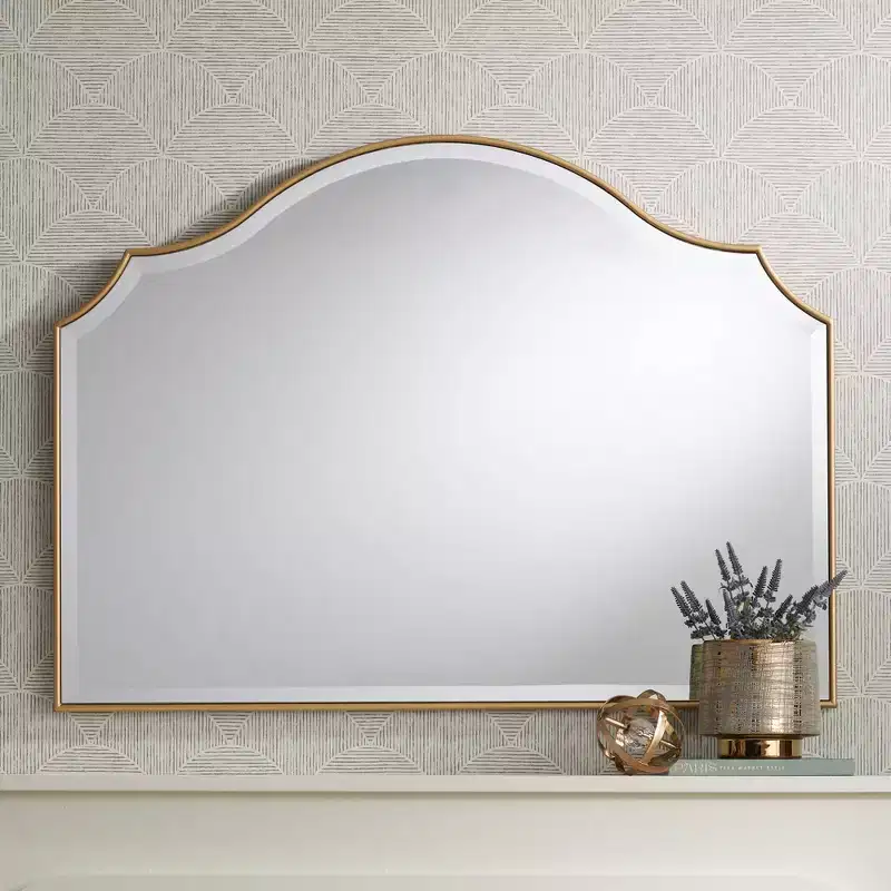 Noble Park Vinyard Arch Top Vanity Decorative Wall Mirror Vintage Beveled Glass Gold Frame 38 Wide for Bathroom Bedroom Home