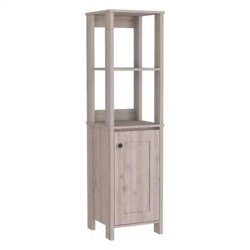 Okak 60 Inch Tall Bathroom Storage Cabinet, Slim Storage Cabinet with 2 Open Shelves for Living Room, Home