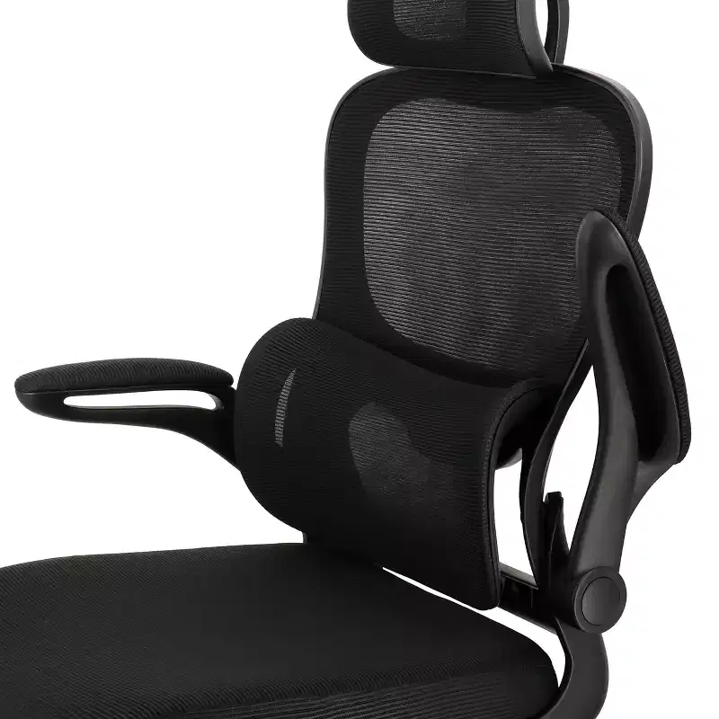 Elama High Back Adjustable Mesh and Fabric Office Chair with Metal Base and Adjustable Head Rest