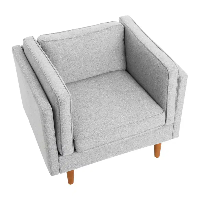 Modern Upholstered High Sided Arm Chair with Solid Wood Legs