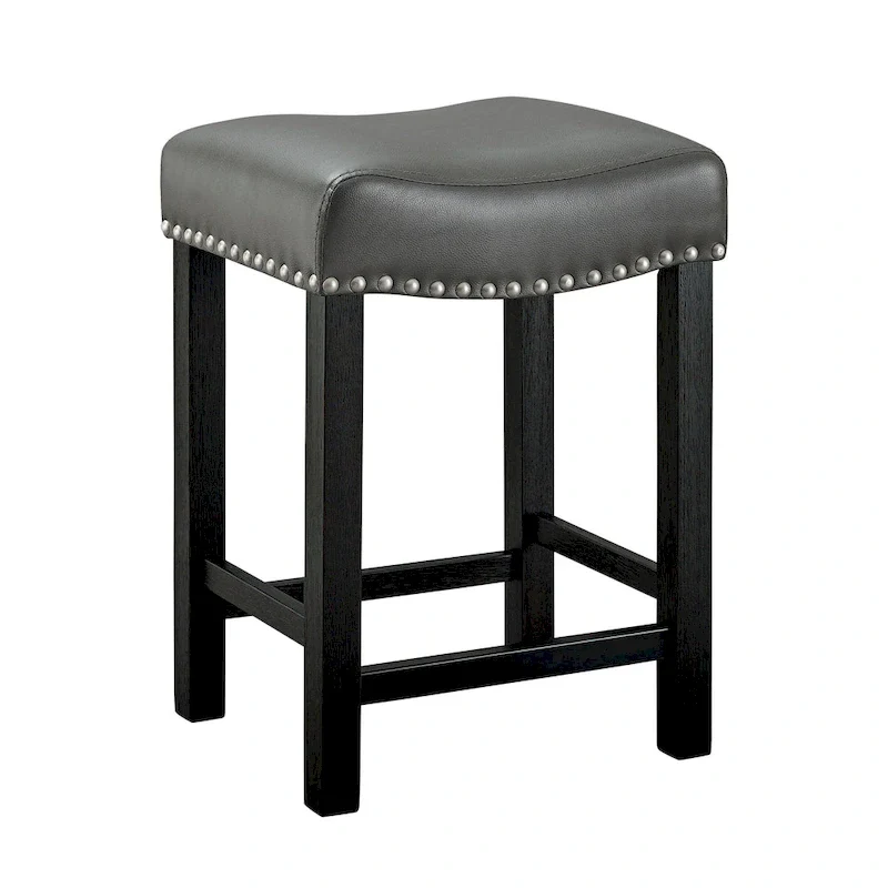 Counter Stool with Faux Leather Seat - Set of 2