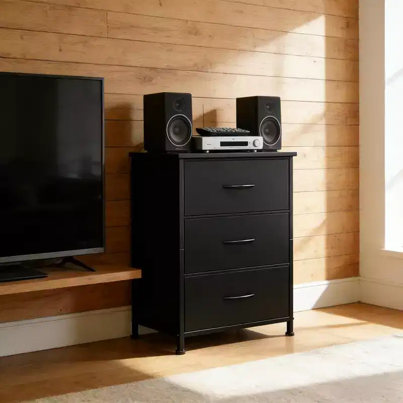 3-Drawer Dresser with Removable Fabric Bins for Bedroom, Living Room, Closet