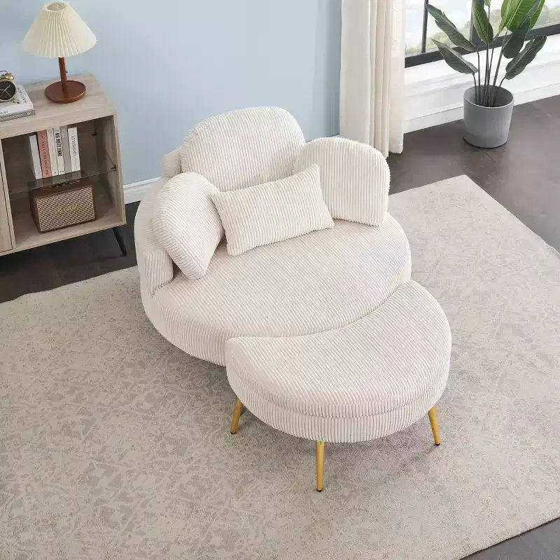Modern Small Chaise Lounge Sleeper Sofa Bed with Storage Footstool – Upholstered Armchair for Living Room