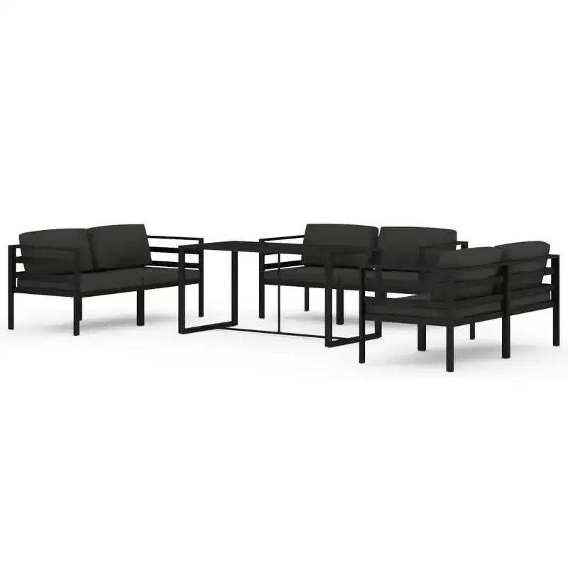 vidaXL Garden Lounge Set Anthracite Aluminum, Polyester Large Modular