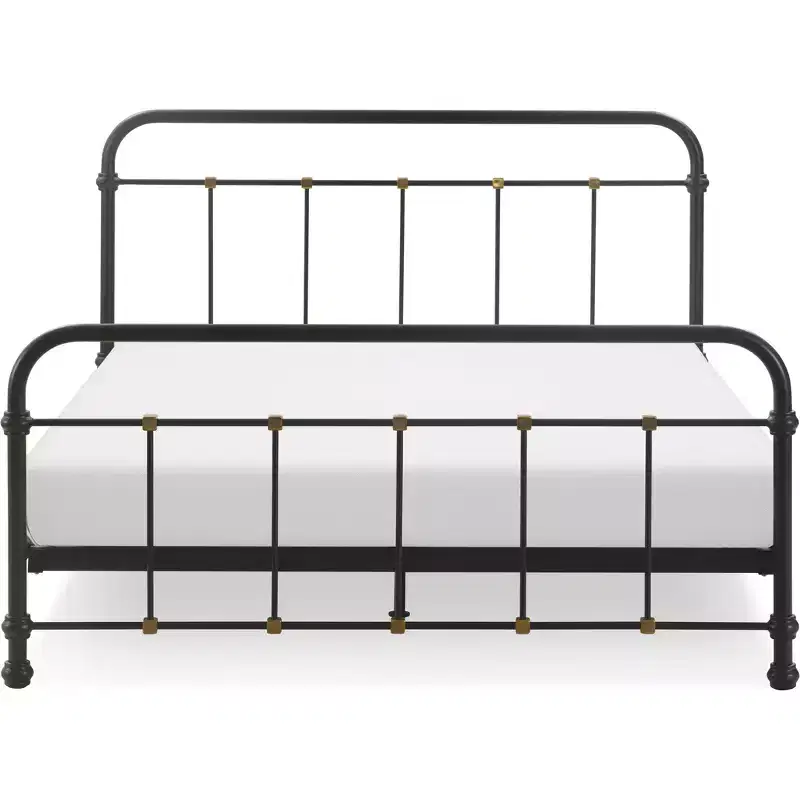Renaud Parisian Metal Bed Black/Brass - Adore Dcor