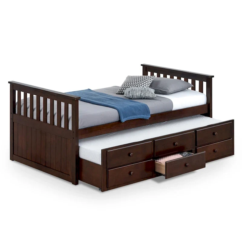 Twin Captain Bed with Trundle and Three Drawers