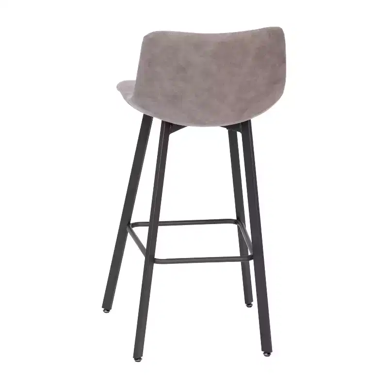 Merrick Lane Set of 2 Modern Upholstered Stools with Contoured, Low Back Bucket Seats and Iron Frames