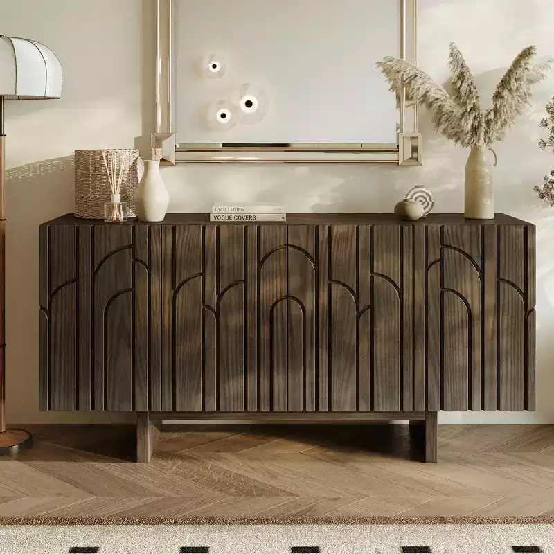 Modern 4-Door Freestanding Wood Storage Buffet Sideboard, TV Stand and Console