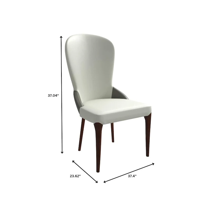 Leather Upholstered Solid Wood Dining Chair with Two-Tone Design