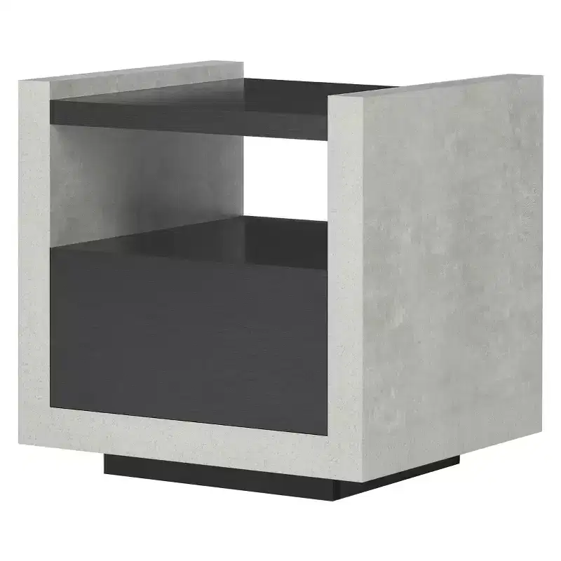 24/7 Shop At Home Briggin Industrial End Table Black: Storage Shelf, Metal Glides, MDF Frame