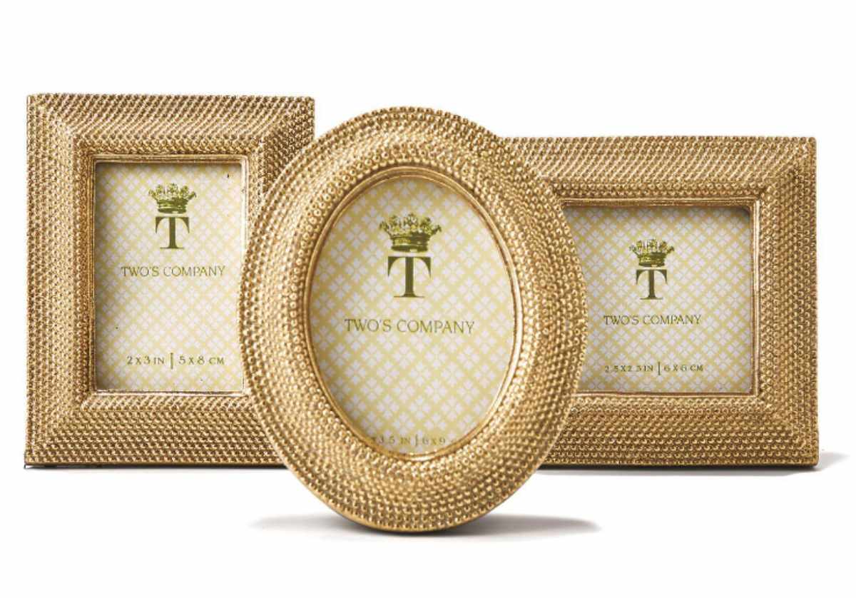 Modern Resin Photo Frame with Gold Dot Detail in Rectangle Oval & Square for Study & Living Room