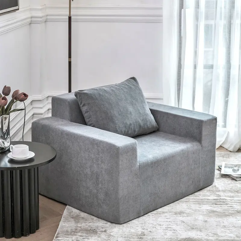 Plain Grey Modern 40.2 Accent Chair with Pillow