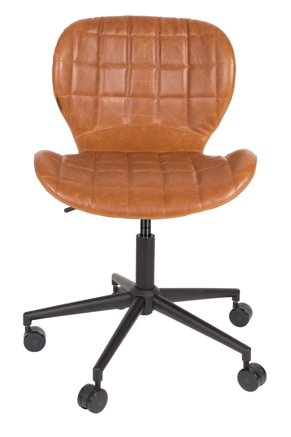 Cognac Leather Bucket Office Chair