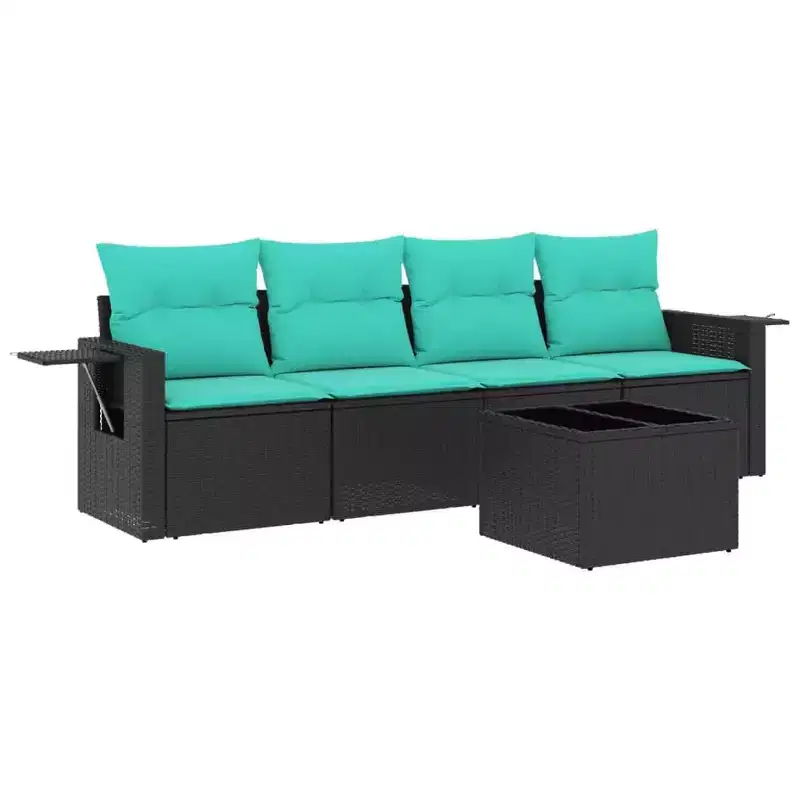 vidaXL 5 Piece Garden Sofa Set with Cushions Poly Rattan