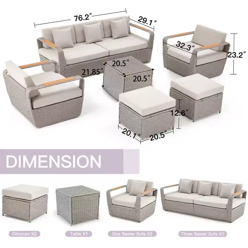 EROMMY 7 - Person Outdoor Seating Group with Cushions