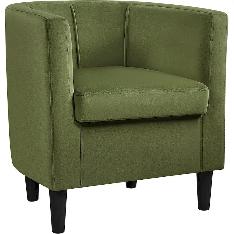 Yaheetech Modern Barrel-shaped Chair Upholstered Velvet Club Chair