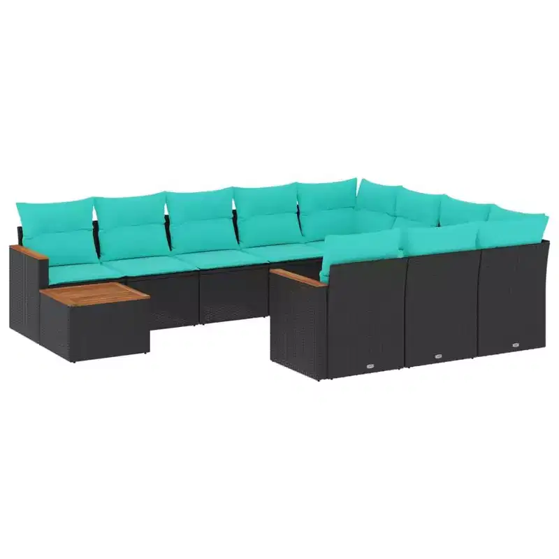 vidaXL 11 Piece Garden Sofa Set with Cushions Poly Rattan