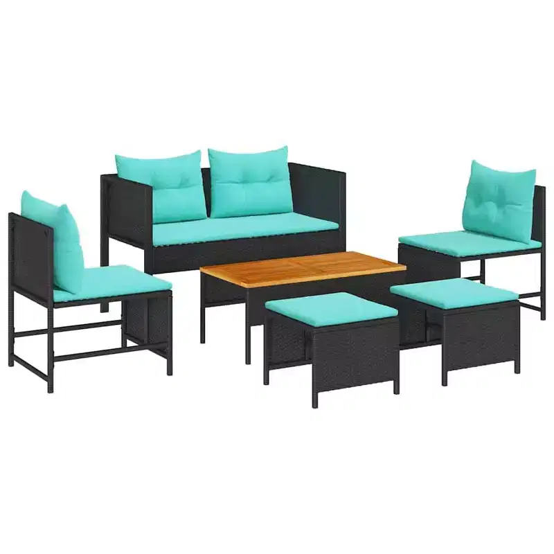 vidaXL Garden Sofa Set 6 pcs Brown and red poly rattan
