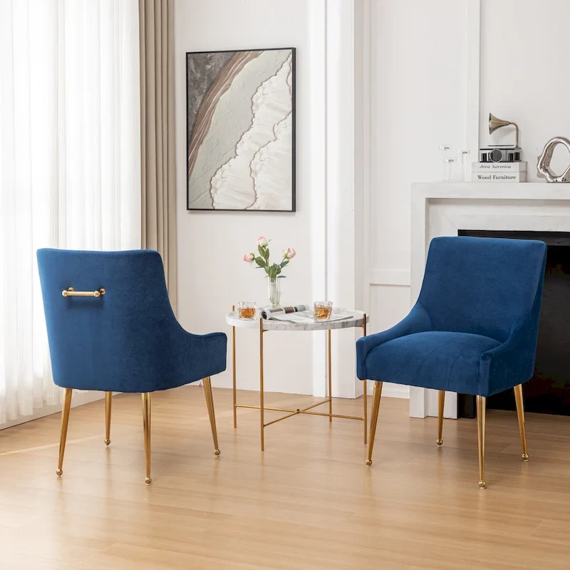 SEYNAR Velvet Upholstered Dining Chair Set of 2, Modern Glam Armless Side Chair