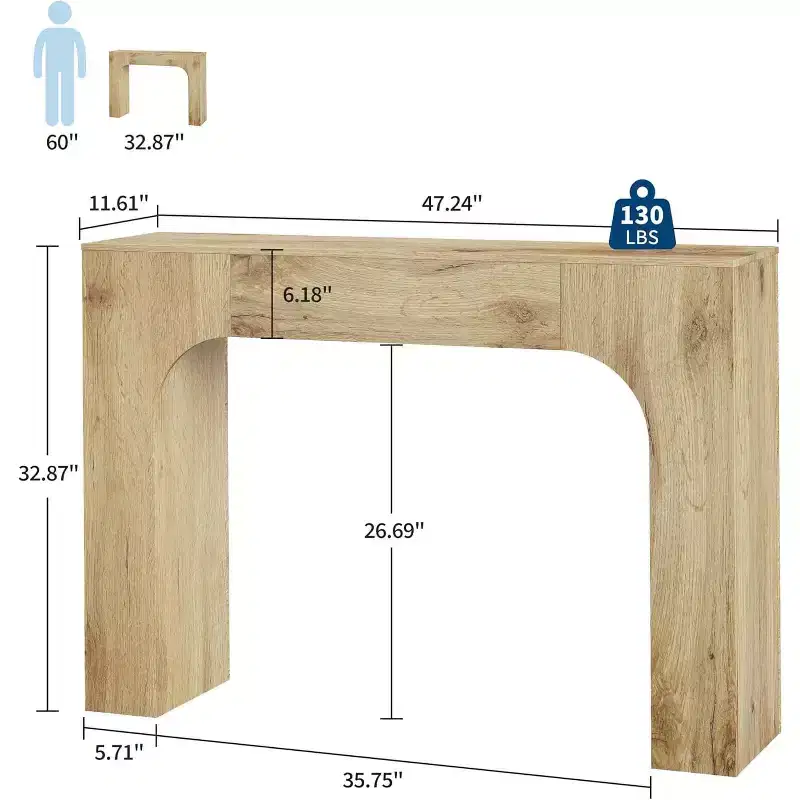 Console Table, Wooden Rectangular Sofa Table Behind The Couch, Industrial Entry Table Foyer Hallway Table, Farmhouse Entryway Tables