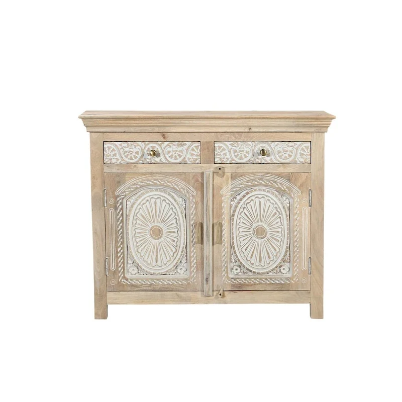 2-Drawer 2-Door Carved Solid Wood Sideboard