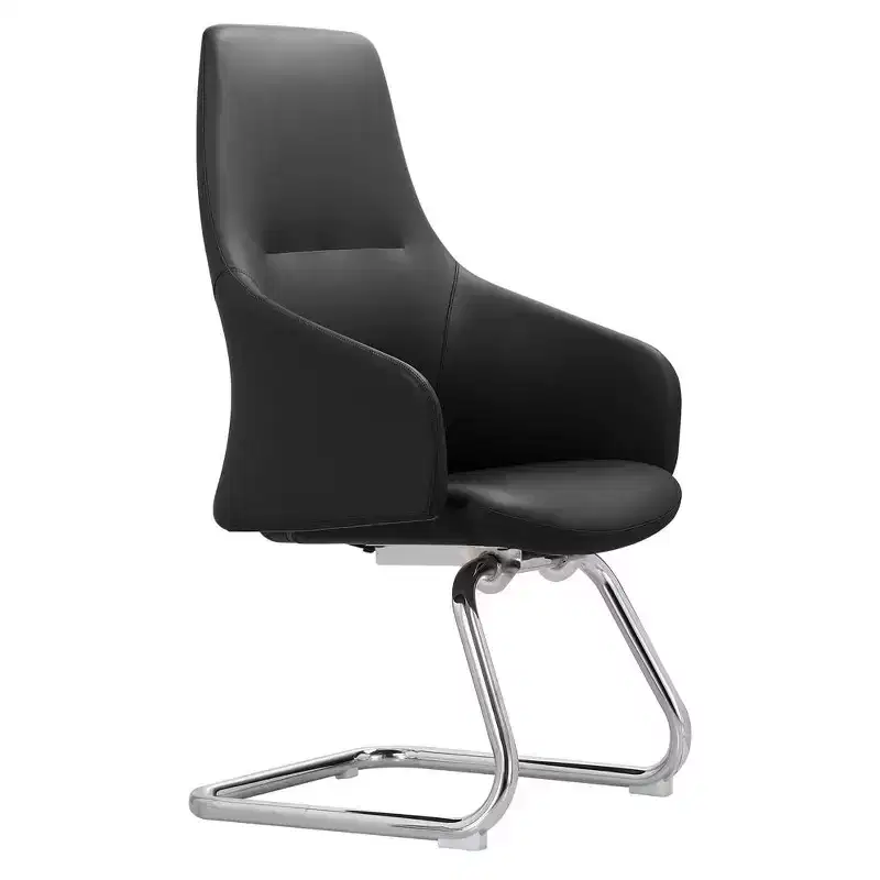 Ergonomic Faux Leather Office Chair Iron Sled Base Adjustable Height 330 lbs Capacity