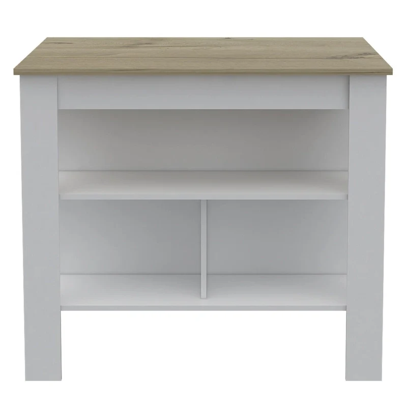 3-Shelf Kitchen Island White and Light Oak