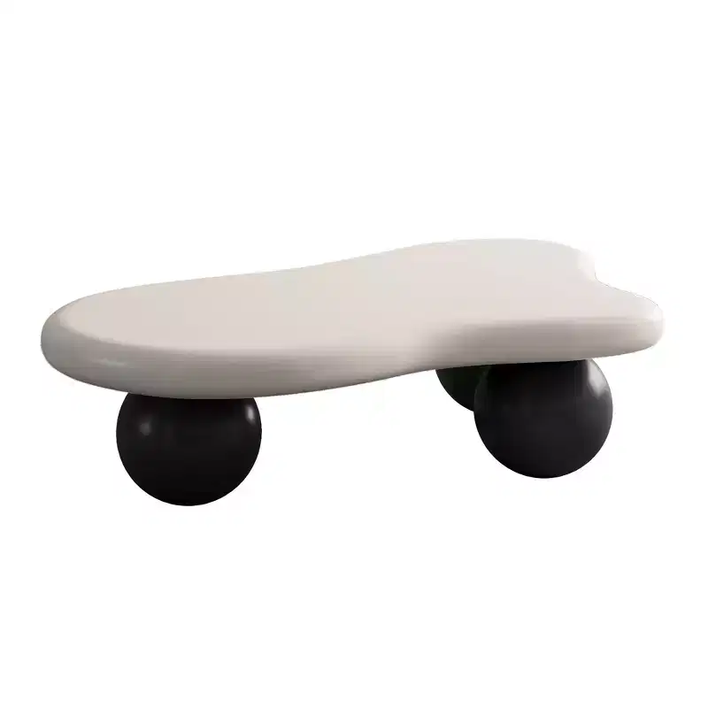 GDFStudio Dominic 40 Cloud Shaped Wood Top Coffee Table with Ball Plastic Legs