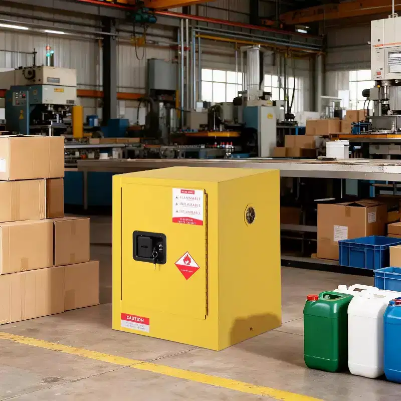 COZONY Fireproof Storage Cabinet 4Gal, Fireproof Safety Cabinet w/ Adjustable Shelves, Manual Close Doors, 17 x 17 x 22 Galvanized Steel Construction