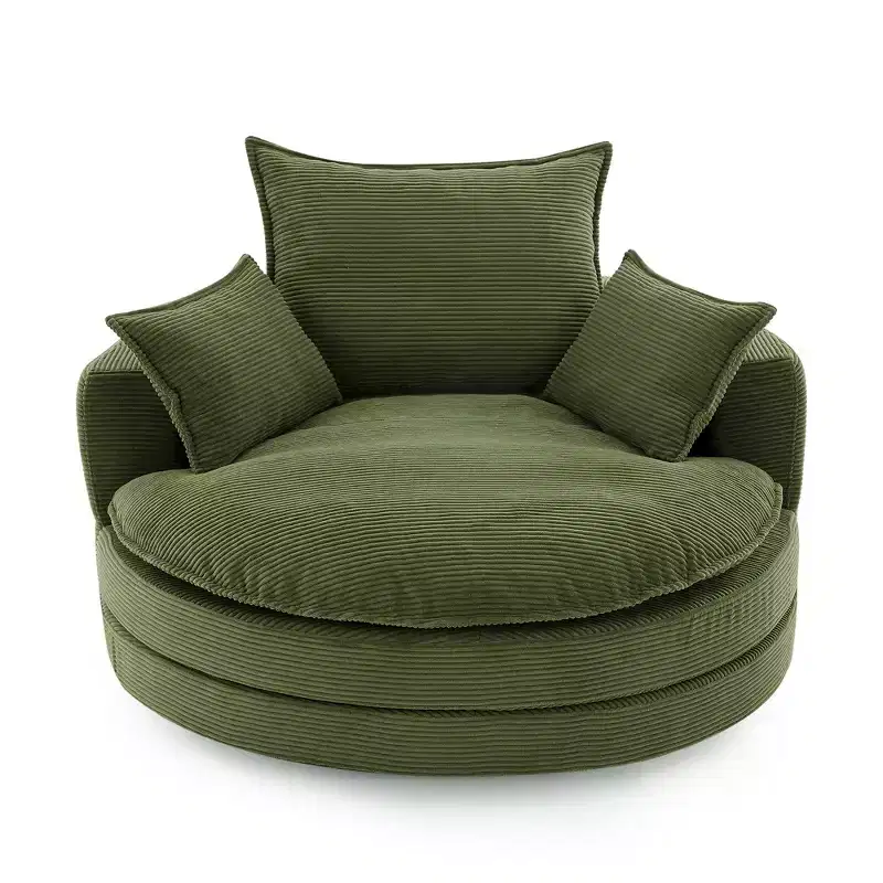360 Swivel Barrel Chair with Dual-Layer Cushion Design
