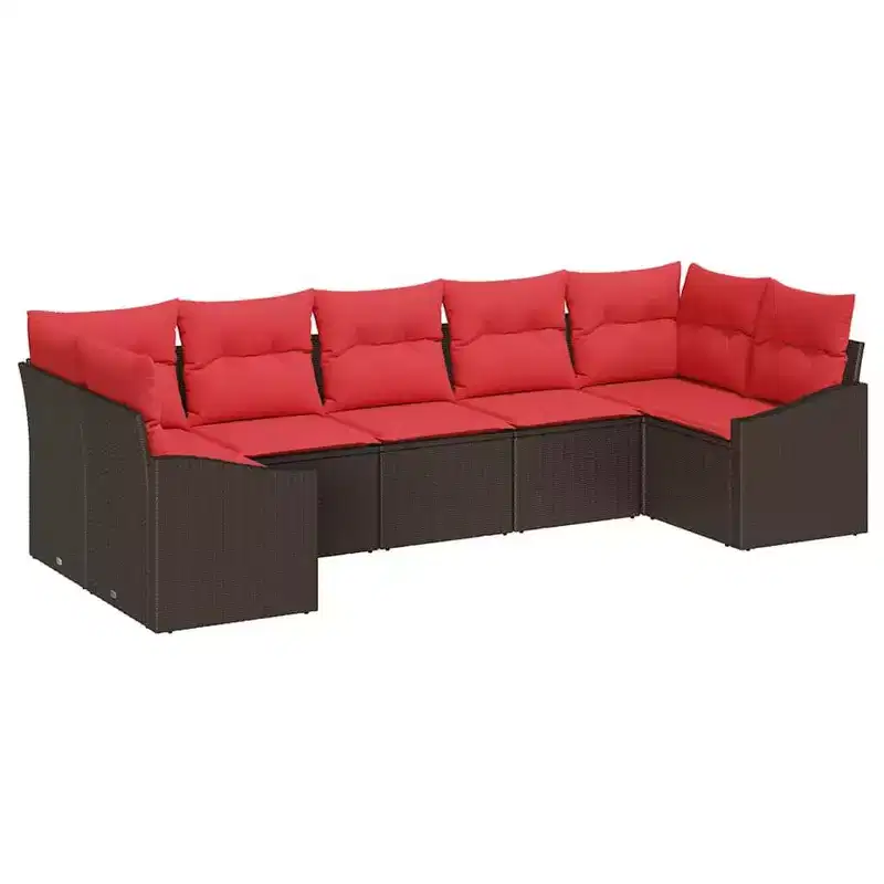 vidaXL Garden Sofa Set 7 pcs Brown Poly rattan
