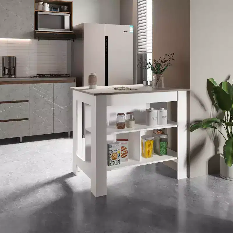 HomeStock 35 in.H Plastic Kitchen Islands for Modular Kitchen with 2 Shelves