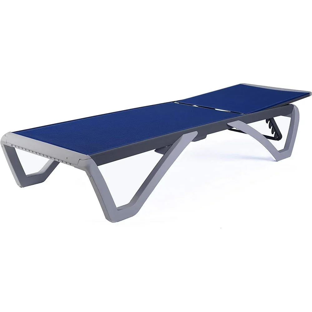 Kozyard Alan Full Flat Aluminum and Polypropylene Resin Legs Patio Reclining Adjustable Chaise Lounge