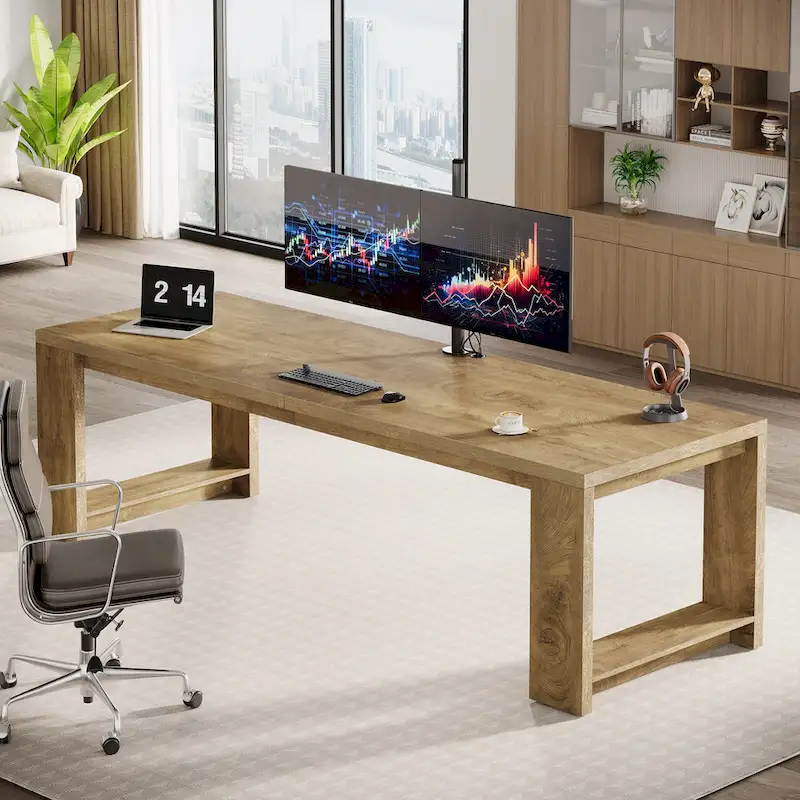 2 Person Desk, 86 Extra Long Desk, Double Computer Desk Workstation