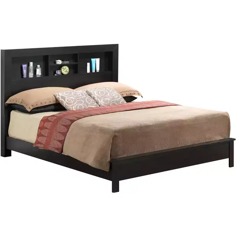 Passion Furniture Burlington Full Platform Bed with Storage Shelves