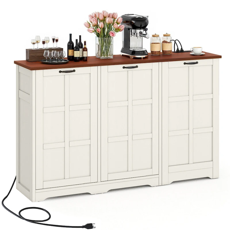 Double Tilt Out Trash Cabinet Kitchen Island with Storage