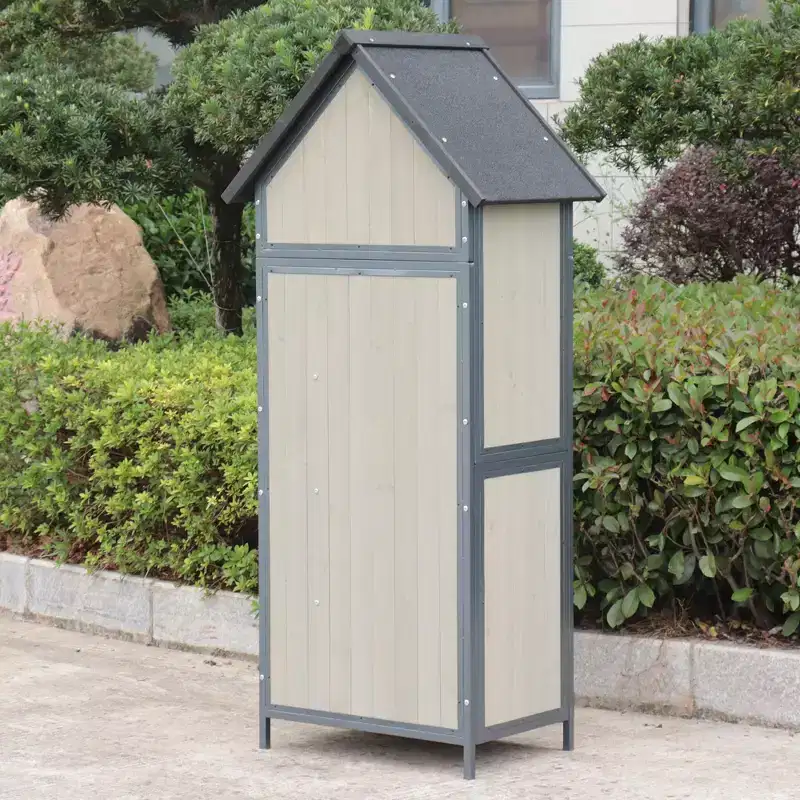 5 x 2 FT Outdoor Storage cabinet, Lockable Wooden Garden Shed with Metal Frame and Adjustable Shelves, Large Capacity Storage House for Patio