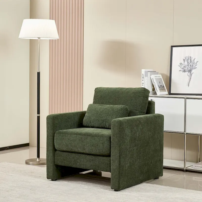 Chenille Upholstered Accent Chair with Armrests