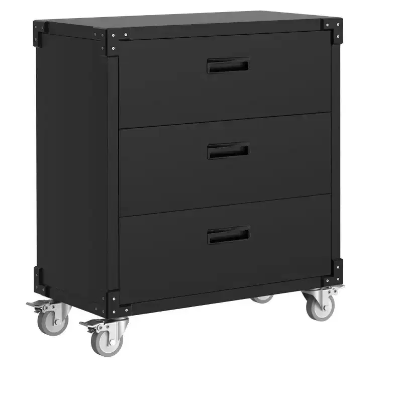 35.4 3-Drawer Heavy Duty Rolling Steel Tool Cabinet on Wheels, Metal Mobile File Cabinet with Lock for Garage, Workshop, Warehouse, Home & Office